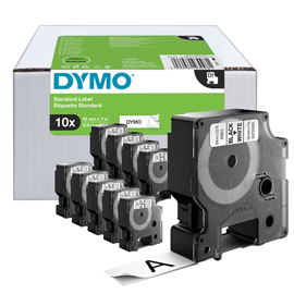 Nastri Dymo D1 - 19 mm x 7 mt - nero/bianco - Dymo - value pack 10 pezzi