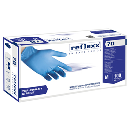 Guanti in nitrile R70 - senza polvere - tg M - azzurro - Reflexx - conf. 100 pezzi