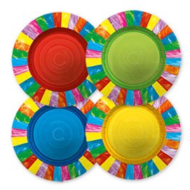 Piatti - carta - D 25 cm - fantasia multicolor arcobaleno - Big Party - conf. 8 pezzi