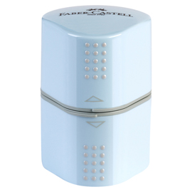 Temperamatite Grip 2001 con contenitore - 3 fori - sky blue - con doppio serbatoio - Faber-Castell