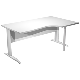 Scrivania Compact Destro Easy - 160 x 60/80/100 cm - Bianco/grigio alluminio