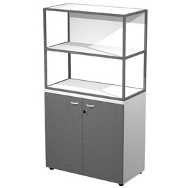 Libreria media metal + armadio basso Essence - 90 x 46 x 165 cm - Bianco/antracite/bianco/antracite