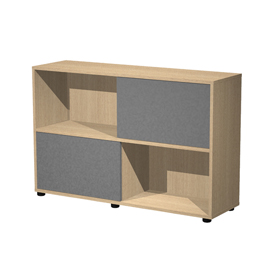 Libreria bassa Essence - 2 ante scorrevoli - rovere/antracite