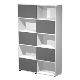 Libreria alta Essence - 5 ante scorrevoli - bianco/antracite