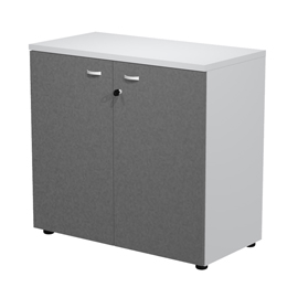 Armadio basso con ante Essence - con serratura - 90 x 46 x 85 cm - bianco/antracite