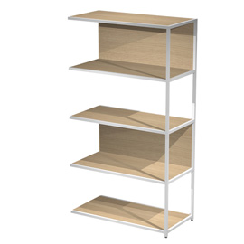 Modulo aggiuntivo per libreria Modular - 90 x 44 x 161 cm - struttura metal bianco - rovere