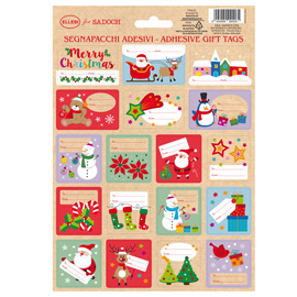 Foglio 18 segnapacchi adesivi - con stampa in oro - motivi natale - Rex Sadoch