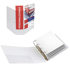 Raccoglitore personalizzabile Stelvio TI - 22 x 30 cm - 4 anelli a Q 65 mm - dorso 9 cm - bianco - Sei Rota