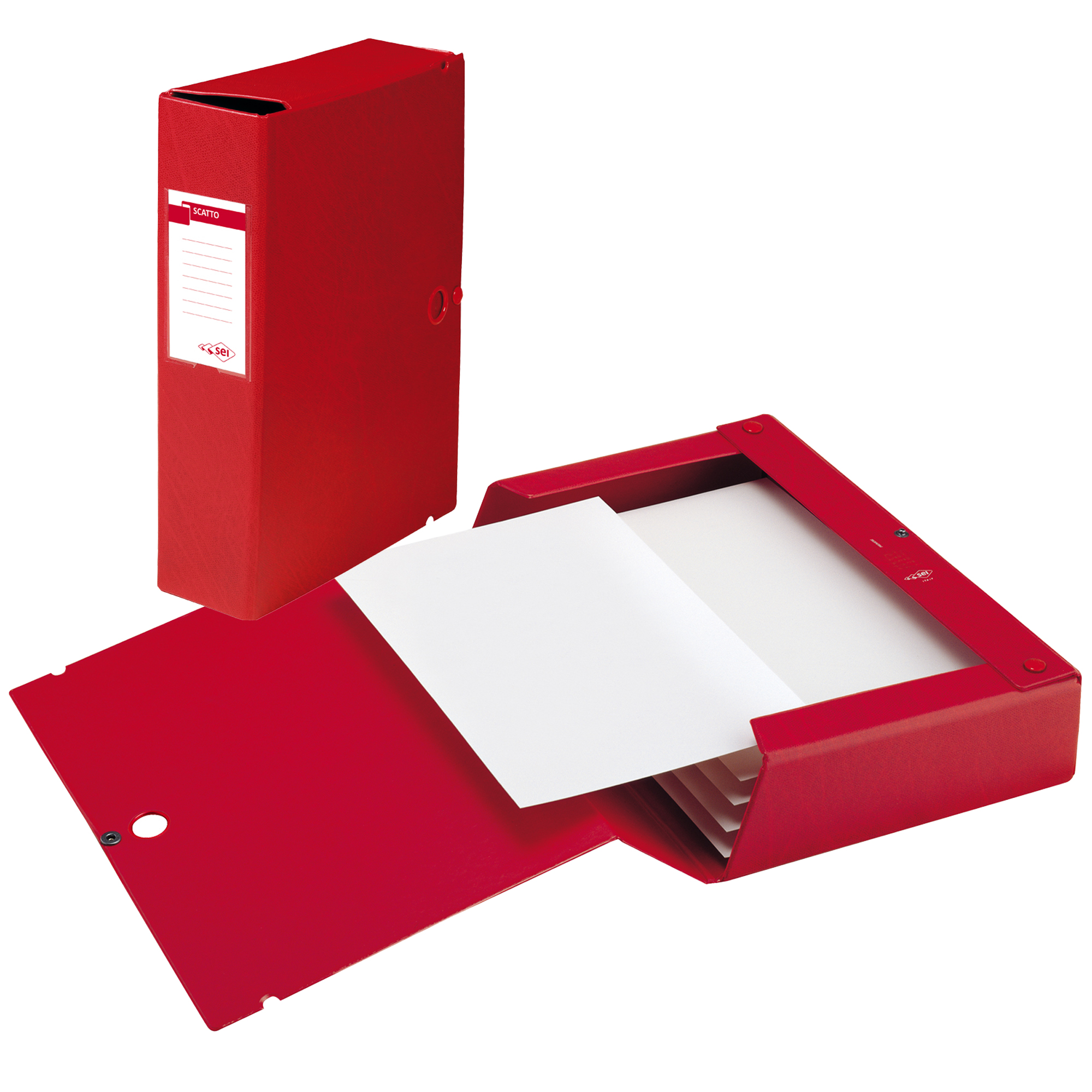 25625 Scatola archivio Scatto - dorso 12 cm - 25 x 35 cm - rosso - Sei Rota