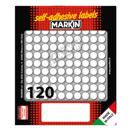 Etichette adesive tonde - in carta - permanenti - diametro 10 mm - 120 et/fg - 10 fogli - bianco - Markin