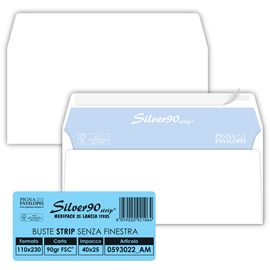 Busta SILVER90 STRIP FSC - bianca - internografata - senza finestra - 110 x 230 mm - 90 gr - Pigna Envelopes - conf. 25 pezzi