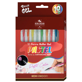 Roller gel colorati - colori pastel - Koh.I.Noor - astuccio 10 roller