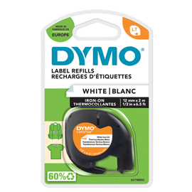 Nastro Letratag - 12 mm x 2 mt - bianco - termoadesivo - Dymo