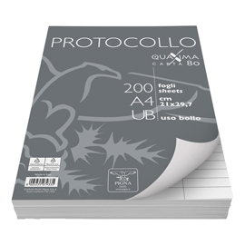 Fogli protocollo Quaxima - A4 - uso bollo - 80 gr - Pigna - conf. 200 pezzi