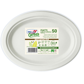 Piatto piano monouso - ovale - 26 x 19