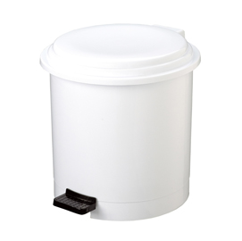 Pattumiera a pedale Ruf - PP - 12 L - diametro 27 cm - altezza 34 cm - bianco - Medial