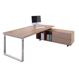 Scrivania Manager Prestige Metal - con mobile servizio reversibile - 210 x 90 x 74 cm - ciliegio arabis