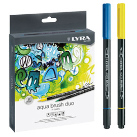 Pennarelli Aqua Brush Duo - punte 2/4 mm - colori assortiti - Lyra - astuccio 36 pezzi