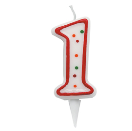 Candelina Zuccherino - numero 1 - H 8.5 cm - Big Party