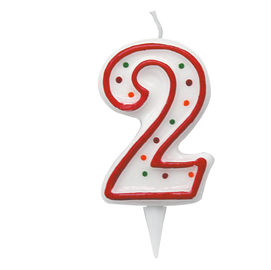 Candelina Zuccherino - numero 2 - H 8.5 cm - Big Party