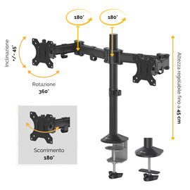 Bracci porta monitor Reflex Series - doppio - 55x11