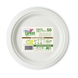 Piatto frutta monouso - rotondo - diametro 17 cm - cellulosa - bianco - Dopla Green - conf. 50 pezzi