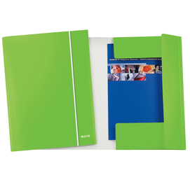 Cartella 3 lembi con elastico WOW - 25 x 35 cm - dorso variabile - cartoncino plastificato - verde lime - Leitz