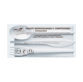 Tris posate - in estabio - con tovagliolo 2 veli - Dopla - conf. 100 pezzi