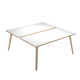 Scrivania Woody a 2 postazioni contrap. - 140 x 166 cm - rovere / bianco