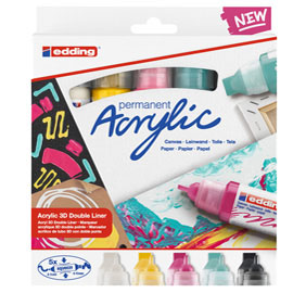 Marcatore permanente acrilico 5400 - doppia punta - colori assortiti - Edding - conf. 5 pezzi