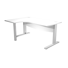 Scrivania compact Agorà - fianco sx metallico - L 160 x P120/80/60 x H 73 cm - con supporto metal e modesty panel - bianco