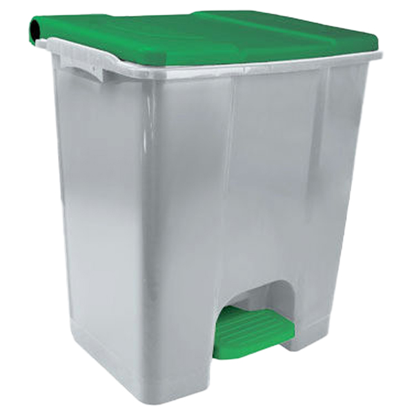 97426 Contenitore mobile Ecoconti - a pedale - 60 L - plastica riciclata - grigio/verde - Medial