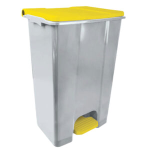 Contenitore mobile Ecoconti - a pedale - 80 L - plastica riciclata - grigio/giallo - Medial