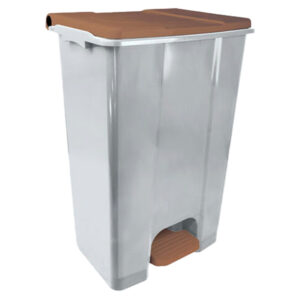 Contenitore mobile Ecoconti - a pedale - 80 L - plastica riciclata - grigio/marrone - Medial