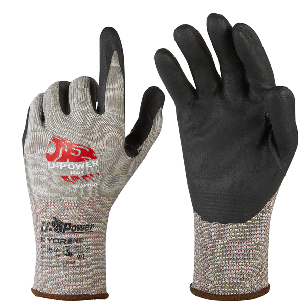 97544 Guanti di protezione CUT - con polsino marrone - taglia 09 - grigio/nero - U-Power