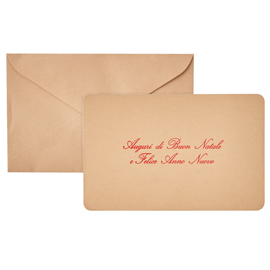 Biglietto natale con busta - 9 x 14 cm - stampa rosso - avana - Rex Sadoch