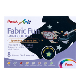 99850 Colore in tubetto per tessuto Fabric Fun - colori sparkling assortiti - Pentel - conf. 8 pezzi