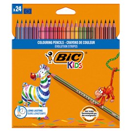 100742 Matita colorata Evolution Stripes - colori assortiti - Bic - conf. 24 pezzi