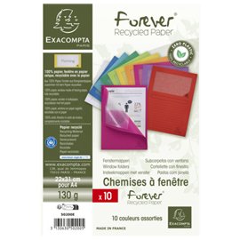 Cartellina a L con finestra Forever - 130g - A4 - colori assortiti - Exacompta - conf. 10 pezzi