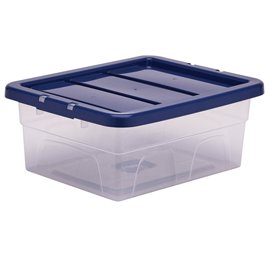Contenitore multiuso Bankers Box - 32 x 40 x 17 cm - 15 L - PP - con coperchio blu - trasparente - Fellowes