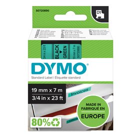 Nastro D1 standard 458090 - 19 mm x 7 mt - PL - nero/verde - Dymo