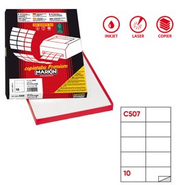 Etichette adesive C/507 - in carta - permanenti - 105 x 59 mm - 10 et/fg - 100 fogli - bianco - Markin