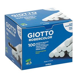 35272 Gessetti Robercolor - lunghezza 80mm con diametro 10mm - bianco - Giotto - Scatola 100 gessetti tondi