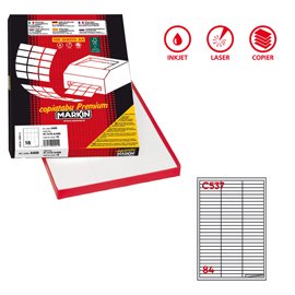 Etichette adesive C/537 - in carta - permanenti - 67 x 10 mm - 84 et/fg - 100 fogli - bianco - Markin