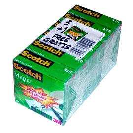 Nastro adesivo Magic 810 - permanente - 19 mm x 33 mt - trasparente - ScotchR - Promo Pack 5+1 rotoli