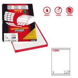 Etichette adesive C/550 - in carta - permanenti - 210 x 280 mm - 1 et/fg - 100 fogli - bianco - Markin