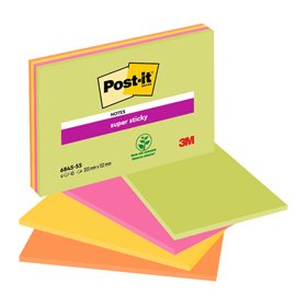 Blocco foglietti Post-it Super Sticky Meeting Notes - 6845-SSP - 203 x 152 mm - giallo/rosa neon - 45 fogli - Post-it