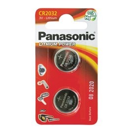 Micropila CR2032 - 3V - a pastiglia - litio - Panasonic - blister 2 pezzi