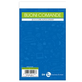 Blocco comande - 25 fogli - 3 copie autoricalcanti - 10 x 17cm - BM