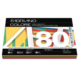 FabrianoColore - A4 - 80 gr - mix 5 colori forti - Fabriano - conf. 250 fogli
